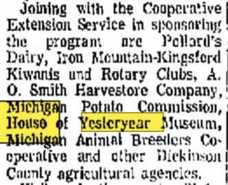 House of Yesteryear - July 1967 Mention